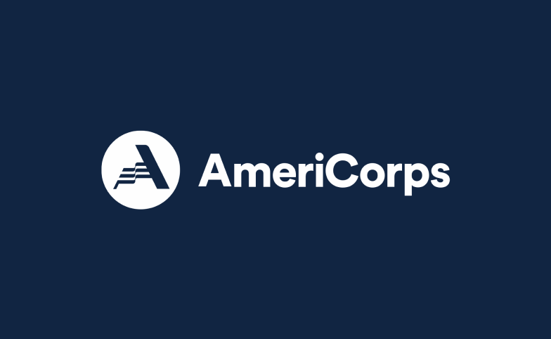 AmeriCorps logo set on navy blue background