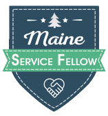 shield shape with north star at top and text, Maine Service Fellows