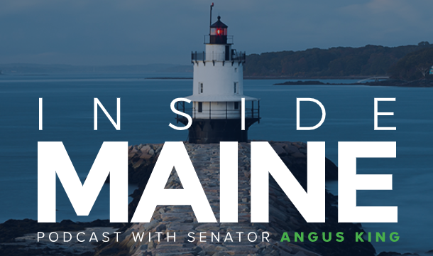 Screenshot of graphic from Inside Maine podcast featuring an image of a lighthouse