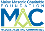 Maine Masonic Charitable Foundation, capital M followed by carpenters compass and, last, capital C