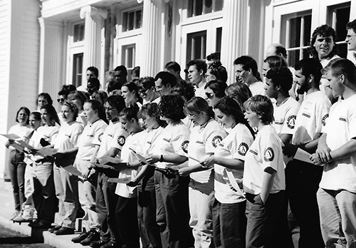 all AmeriCorps members standing on Blaine House steps, September 1995