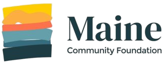 square with blue and orange stripes to the left of letters that spell out maine community foundation