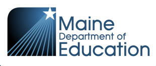 blue background with white star in upper right and white rays extending to bottom of background with Maine Dept of Education as text